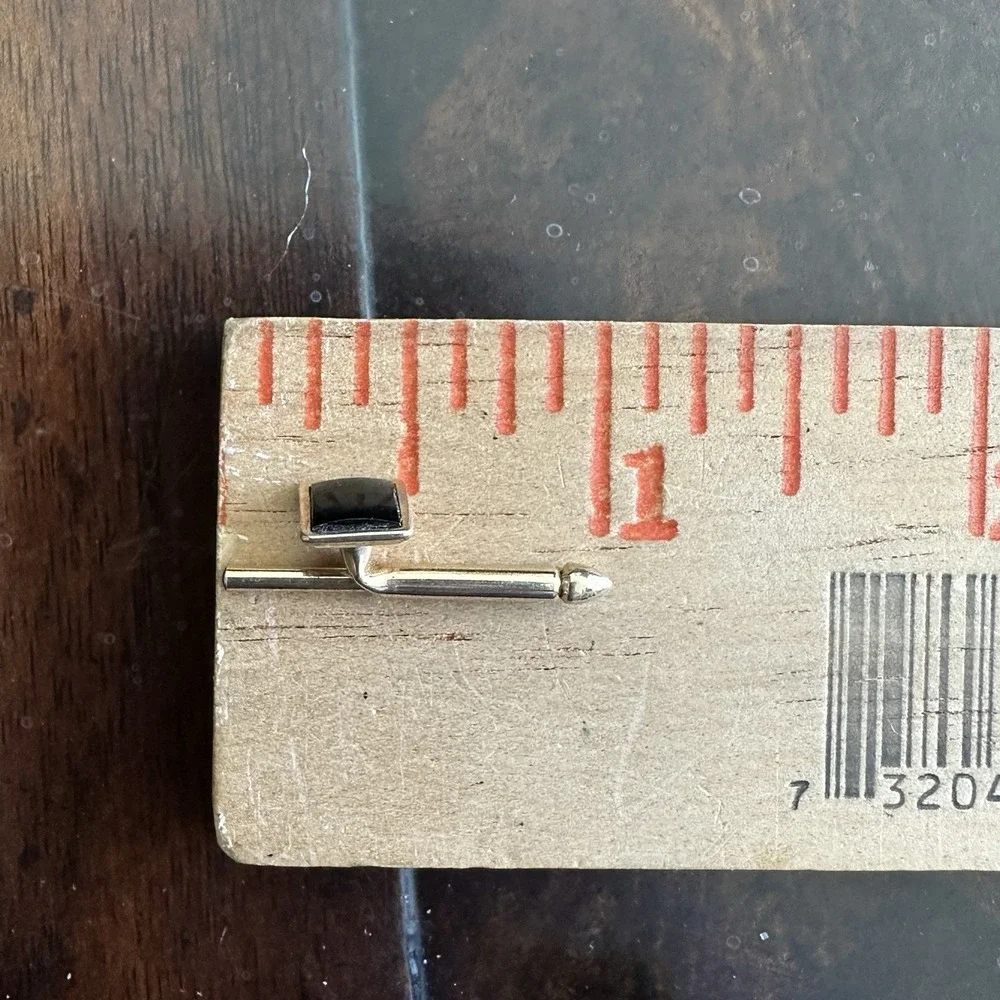 VTG Swank Square Cufflink Formal Shirt Studs Tie Tack 0.5-1 Inch Black Onyx Gold